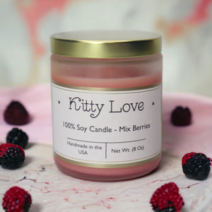 Kitty Love 100% Soy Candle with Rose Quartz