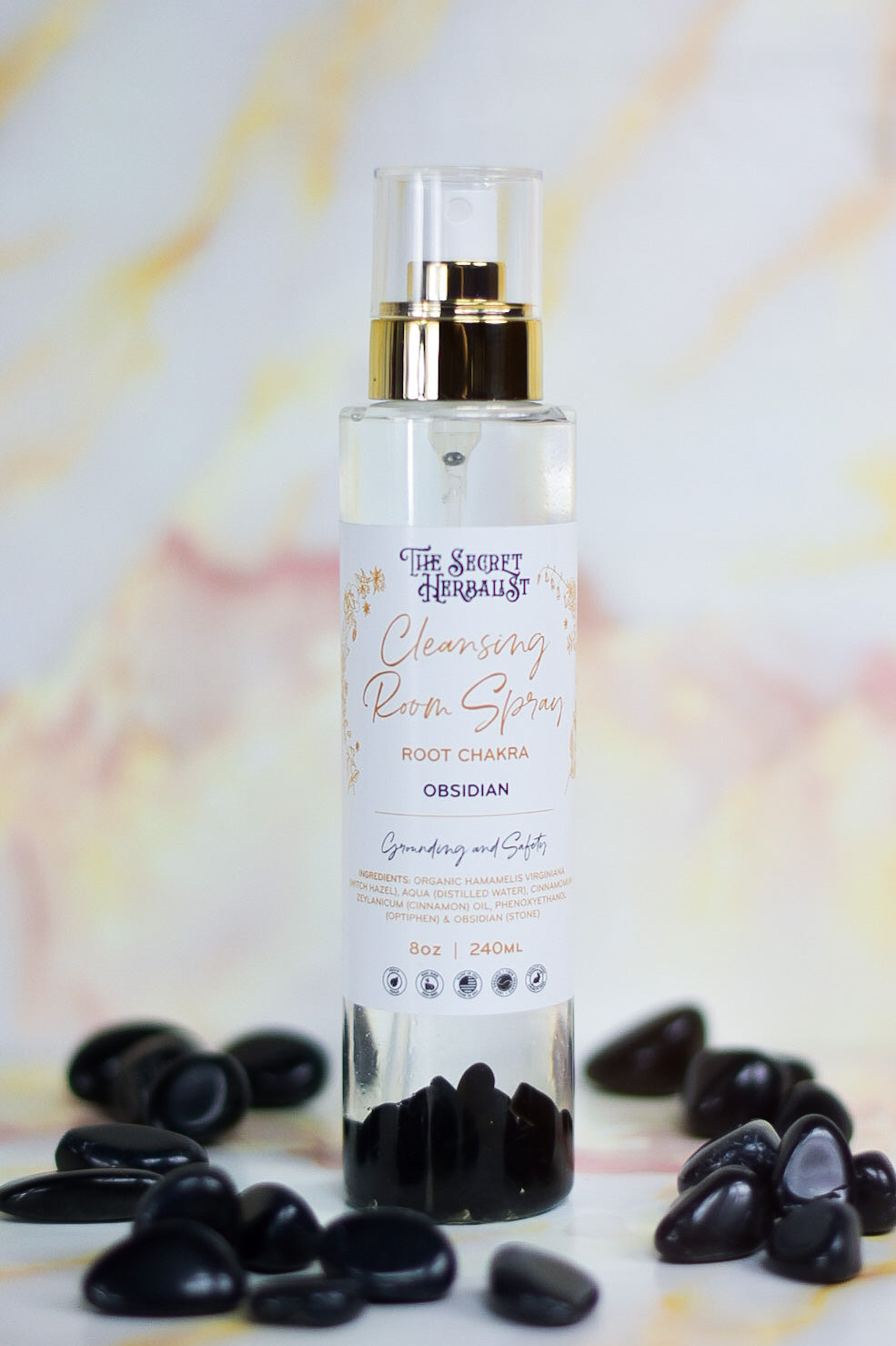 Root Chakra - with Obsidian Gemstones | 8oz / 236ml